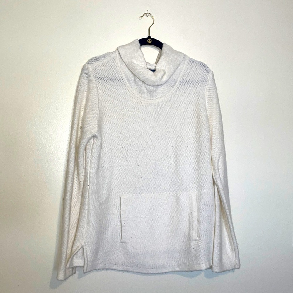 Jones New York | White Cowl Neck Long Sleeve Sweater With Pockets